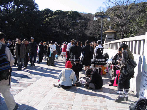 Harajuku Bridge where Gothic Lolita girls gather in Tokyo.