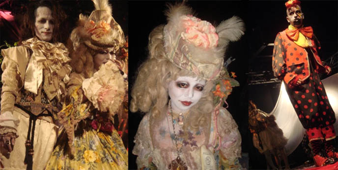 Rococo wigs, scary Victorian costumes and stage outfits. Dark Marchen show: Rose de Refucil and Guiggles neo-Victorian spooky theater performance. Alamode Night, featuring Pudding Alamode, D's Valentine, Dj Chihiro, at StudioCute326 in Tamachi, Tokyo, Japan.