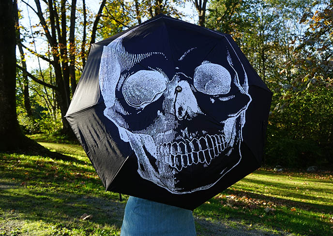 goth umbrellas, gothic skull skeleton umbrella