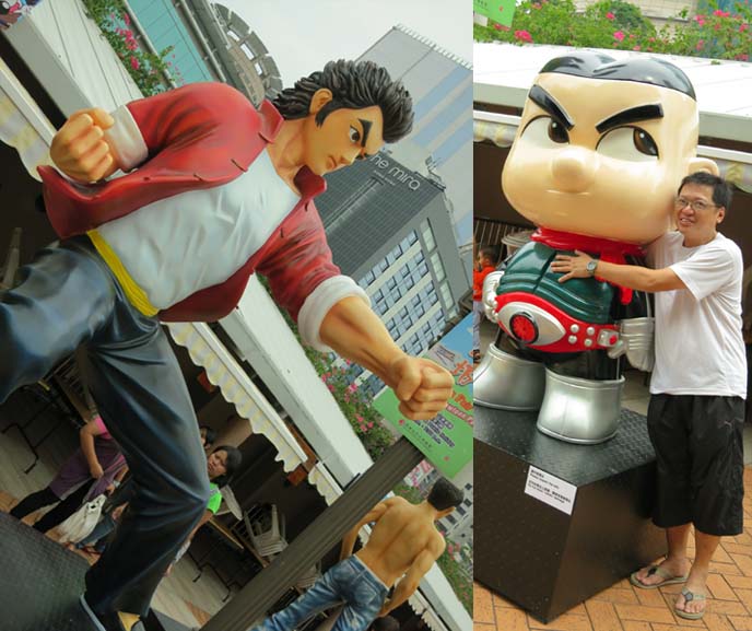 Hong Kong Avenue of Comic Stars, Kowloon Park manga, anime, cartoon statues, Chinese comics characters, Avenue of Comic Stars HK, Old Master Q, Tiger and Dragon Heroes, mcmug pig, sad panda, crying panda, panda bear statue, 星光大道, 香港漫畫星光大道, chinese comic book characters, kowloon park statues, comic art, hong kong statues