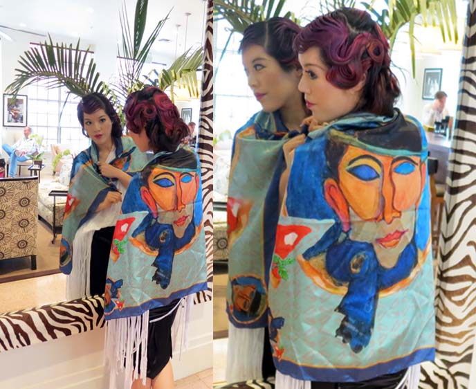 pitsart scarves, blue scarf face, the betsy hotel, betsy hotel south beach, miami boutique hotels, beachfront hotel miami, top usa boutique hotels, rock n roll hotel