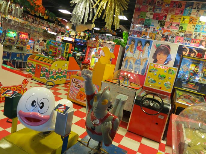 retro video game center, 1970s japanese idol posters