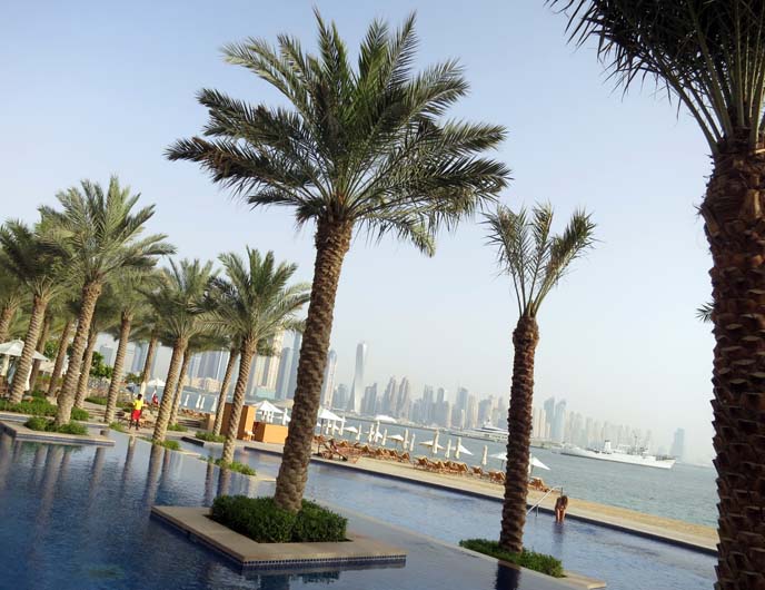 dubai palm trees, skyline