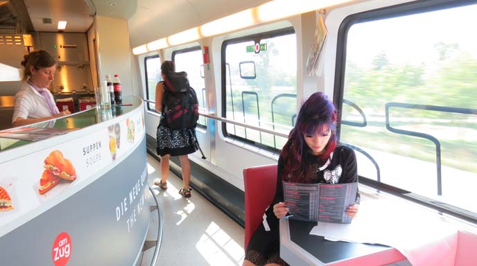 train dining car, eurail menu