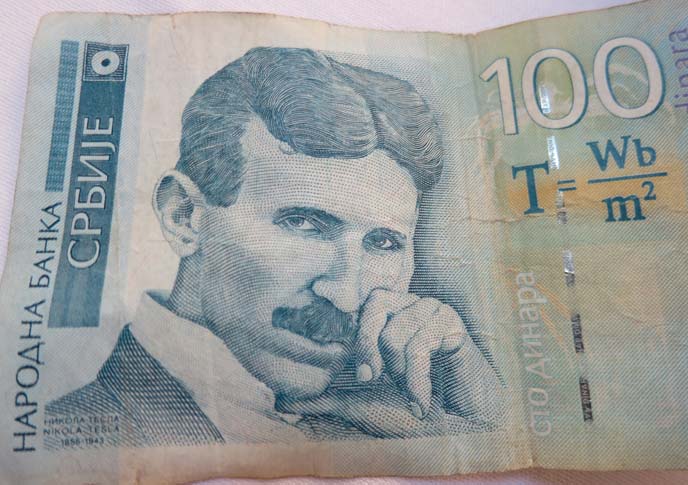 Nikola Tesla serbian inventor, Dinar money