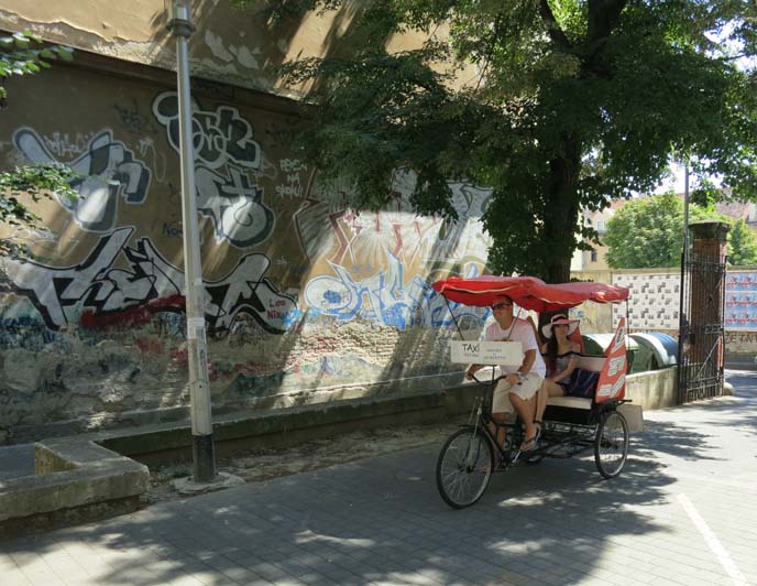 zagreb graffiti, streets, cycle rickshaw bicycle