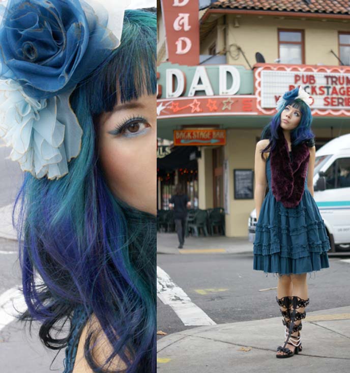 goth blue hair color, la carmina hairstyle