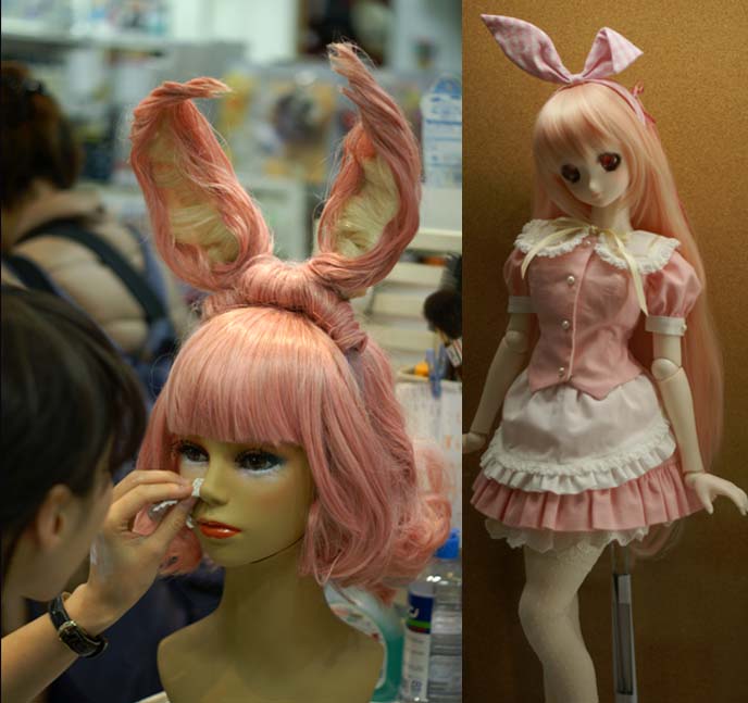 pink pastel wig, bunny ears hairstyle