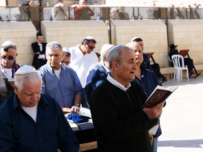 western wall, jewish men praying