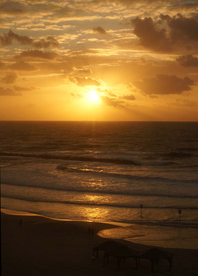 tel aviv beach sunset ocean, israel