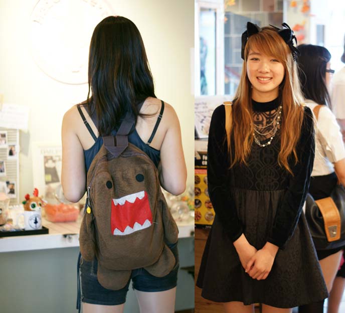 domo backpack, cat ears headband