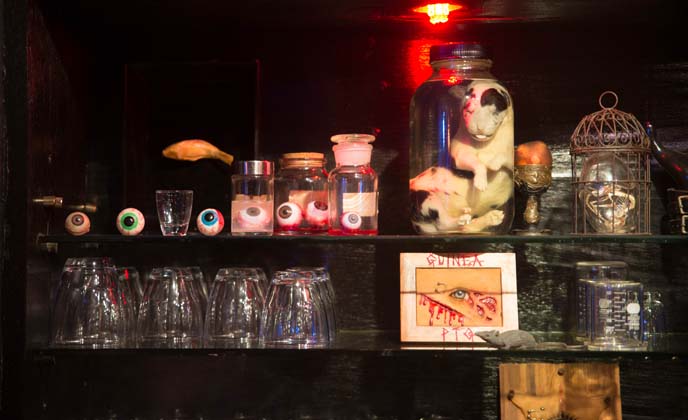 eyeballs in jars, horror bar