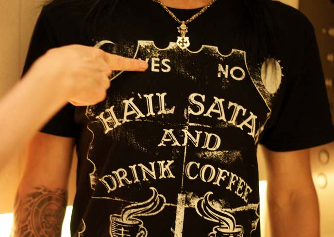 hail satan drink coffee, black craft tshirt