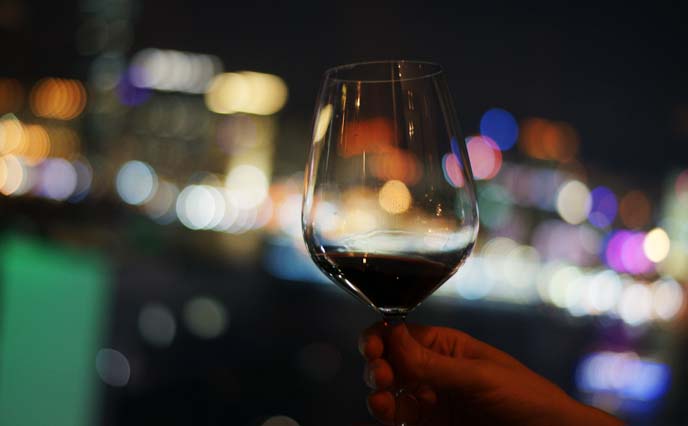 wine glass colorful bokeh