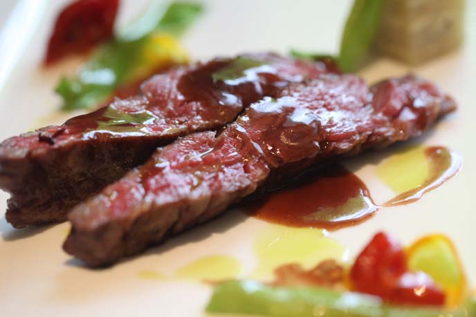 steak slices close up