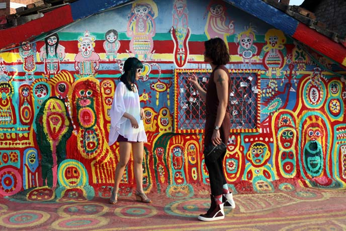 rainbow colorful painted houses