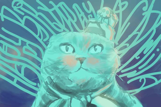 scottish fold birthday card illustration