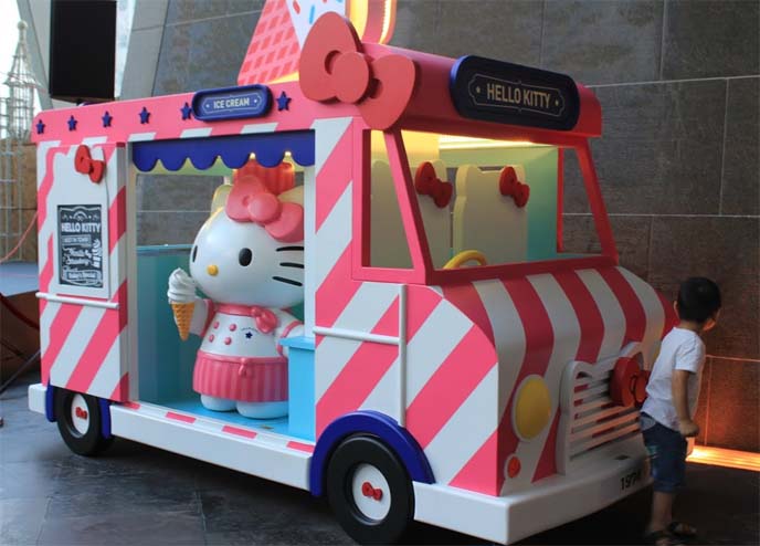 pink ice cream truck, hello kitty