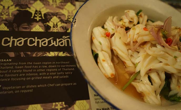 chachawan menu, thailand squid