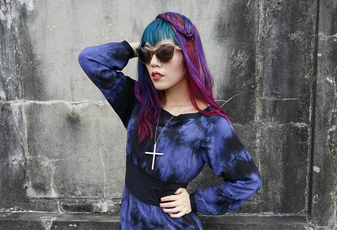 blue purple goth colored hair