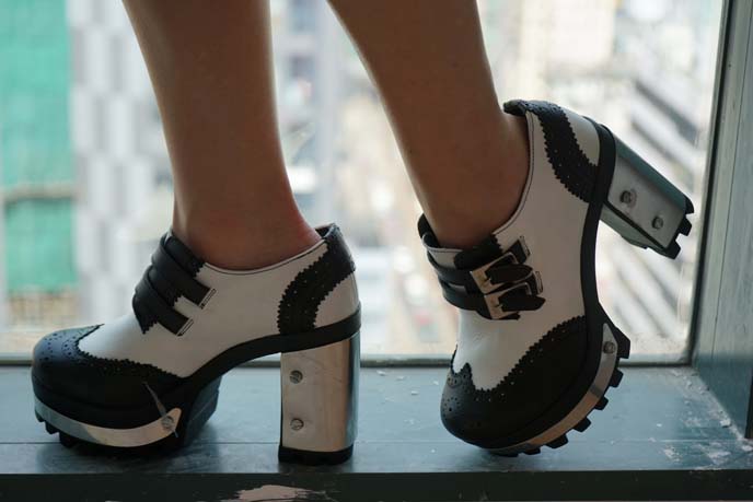 black white gothic shoes