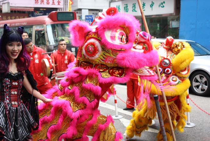 cute lion dancers, chinese new year