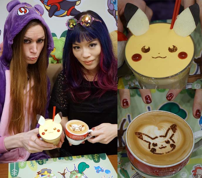 pikachu latte, cute drink