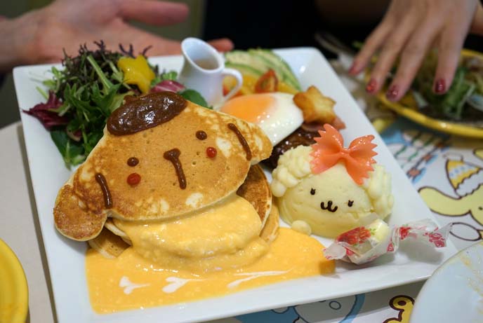 pompompurin cafe harajuku, cute dog shape pancakes