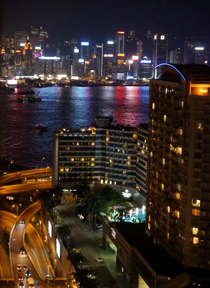 hong kong harbor reflection lights