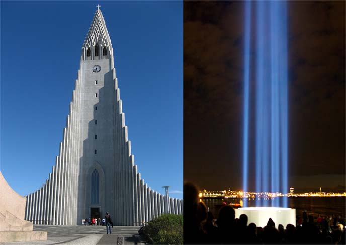 iceland peace tower, white church