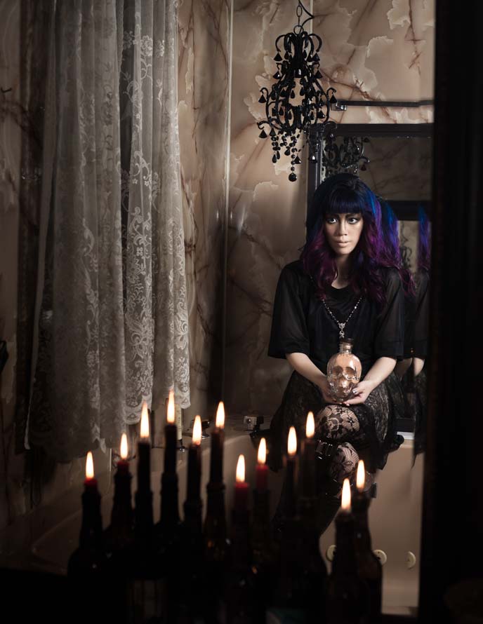 gothic candle vampire modeling photoshoot