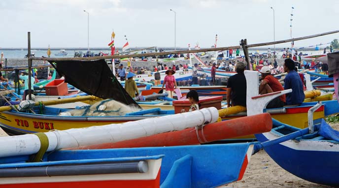 jimbaran bali colorful fish boats