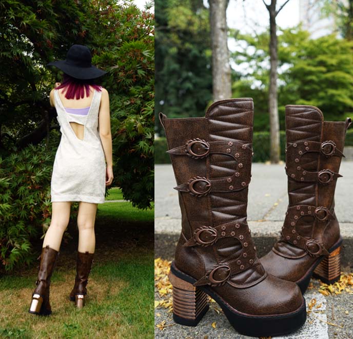 steampunk victorian brown boots