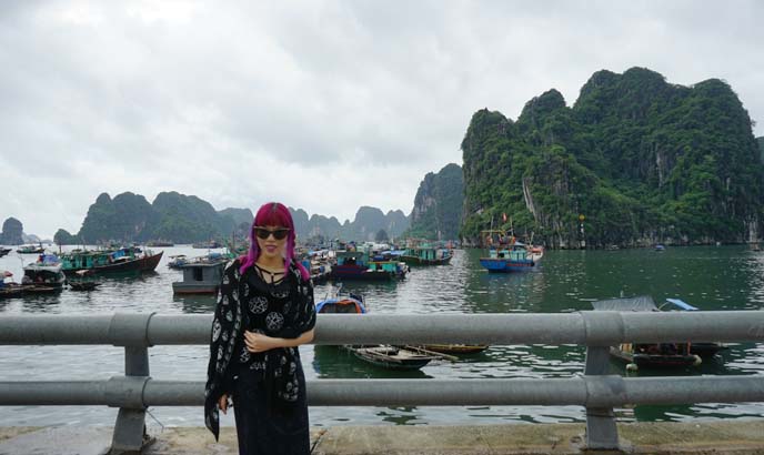 halong bay mountain backdrop, scenery