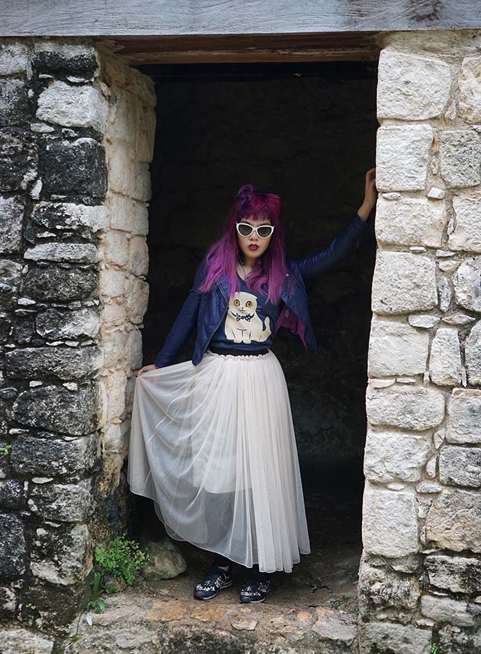 purple hair asian girl fashion