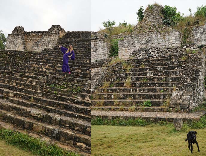 ek balam stairs, black dog