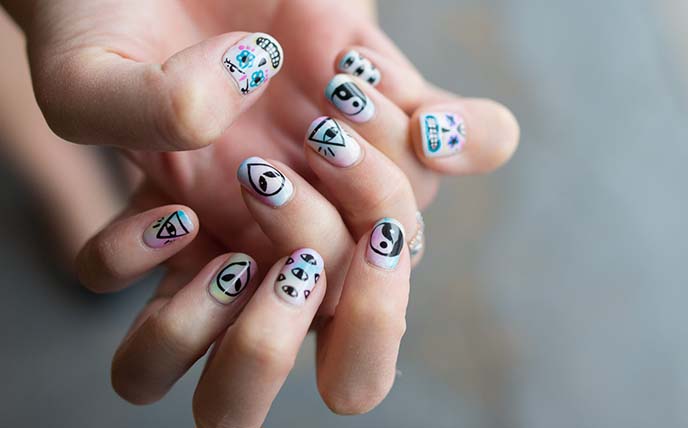 occult witch nail art, nails