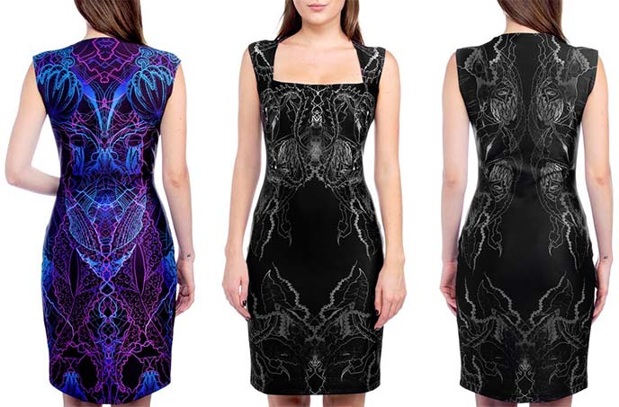 tentacle aliens bodycon dress