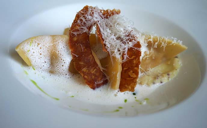 ravioli with shaved parmesan