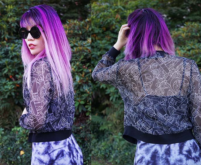 lavender purple hair, disturbia dress