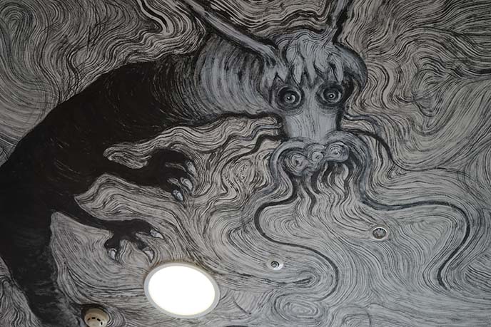 dragon black white mural