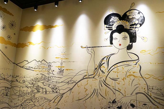 japanese woman smoking mural