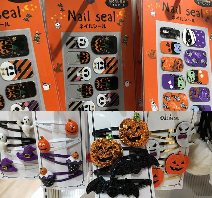 cute halloween nail art stickers, barrettes