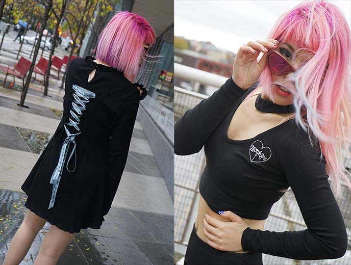 Harajuku Girls in KRY Clothing Ears Cropped Hoodie, Killstar