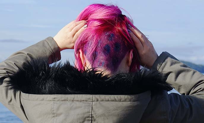 leopard print undercut, hair tattoo