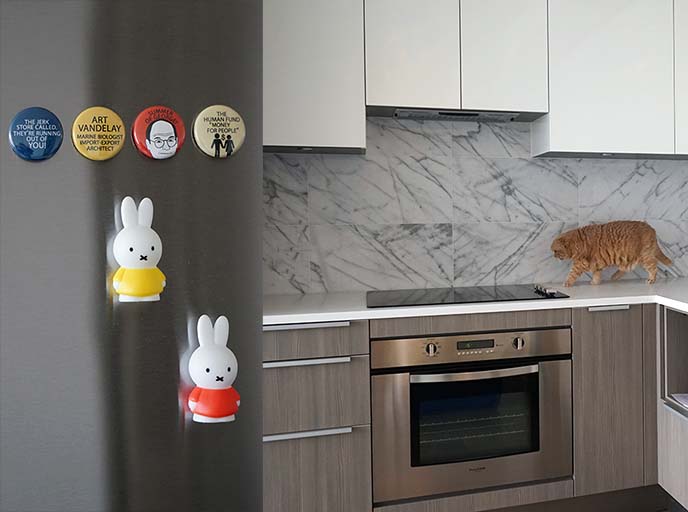 miffy magnets, stainless steel kitchen