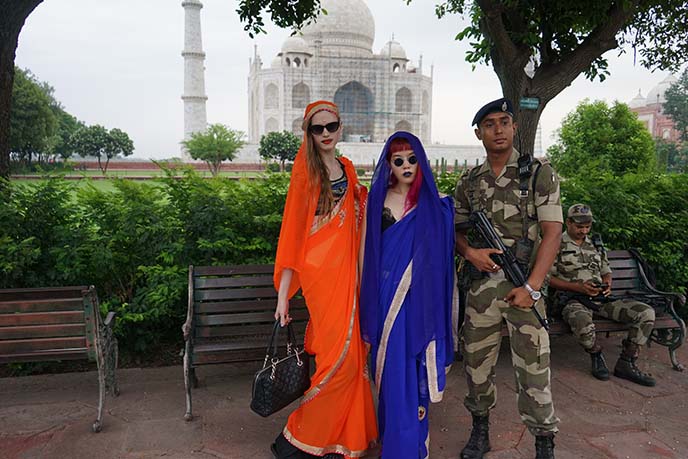 guards at taj mahal agra