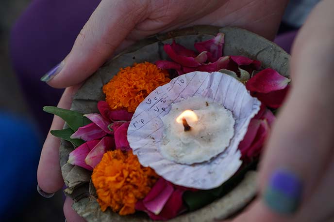 hindu candles flowers