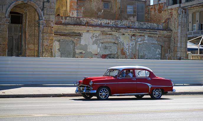 cuban red vintage car