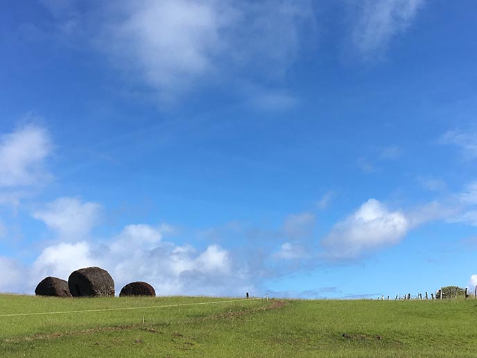 large round stones easter island